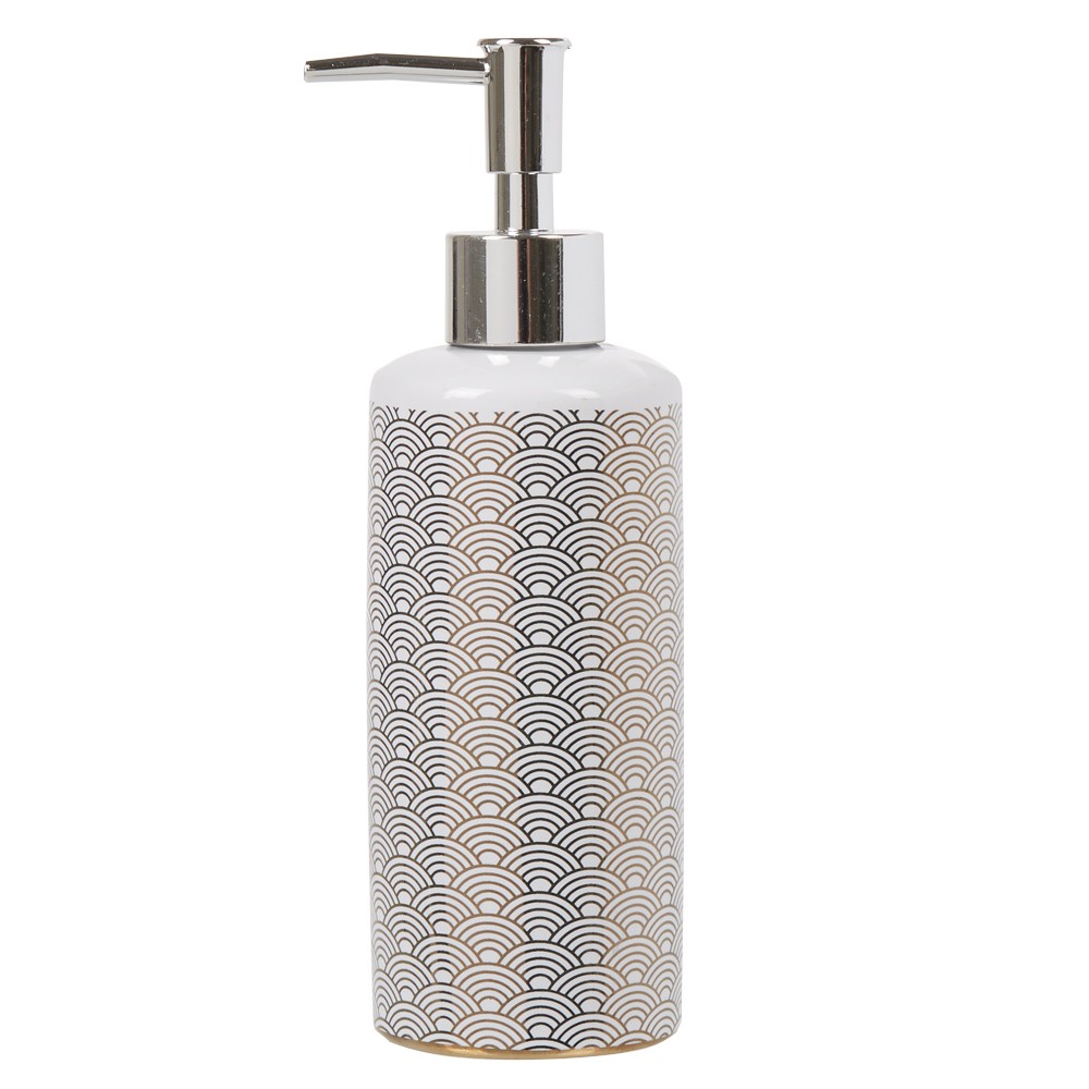 distributeur de savon céramique motifs écaille blanc doré (GiFi-515570X)