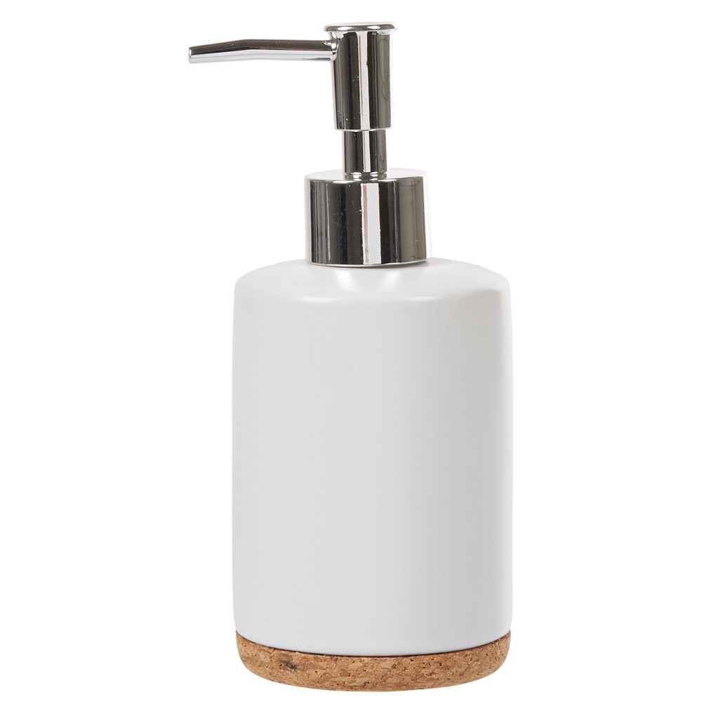 distributeur de savon céramique blanc avec fond liège (GiFi-515577X)