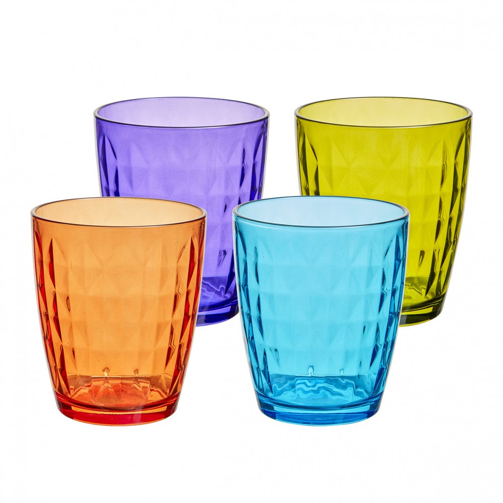 verre gobelet coloré uni x 4 (GiFi-518560X)