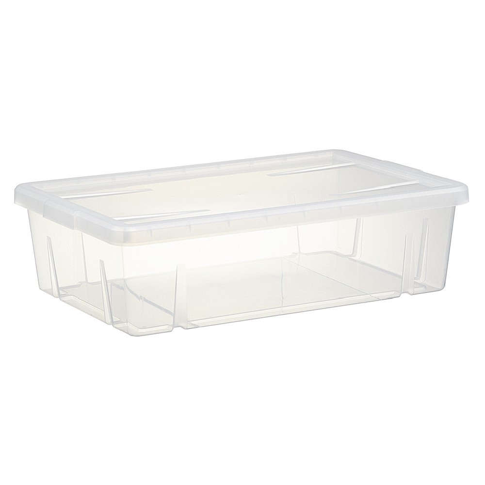 boîte de rangement dessous de lit blanc transparent avec couvercle 28l (GiFi-526009X)