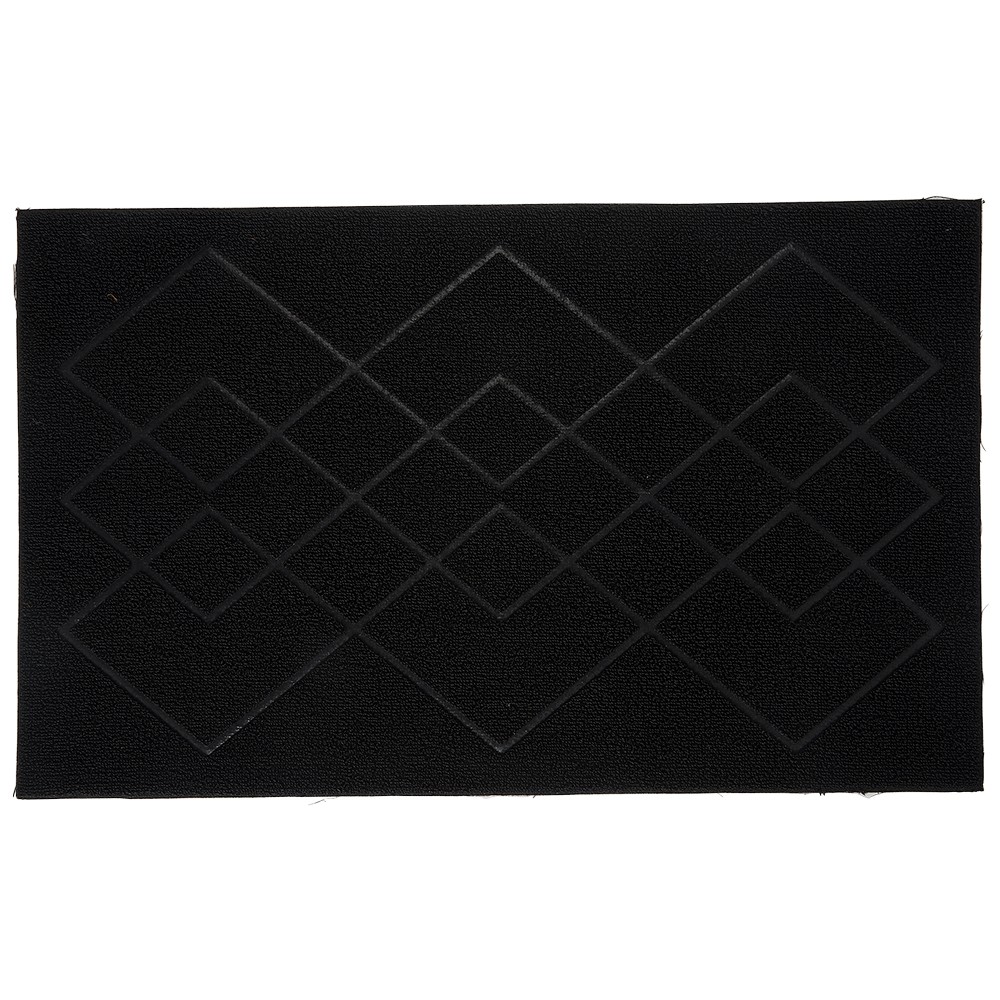 tapis d'extérieur noir design losanges 75x45 cm (GiFi-530906X)