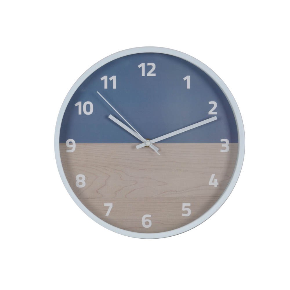 horloge ronde effet bois bicolore bleu et beige (GiFi-531905X)