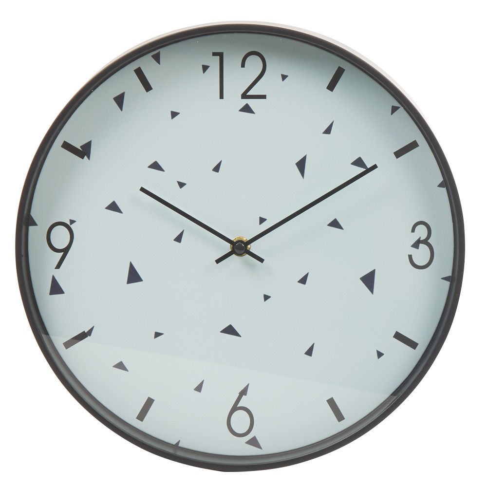 horloge ronde blanche contour et motif triangle noirs (GiFi-531910X)