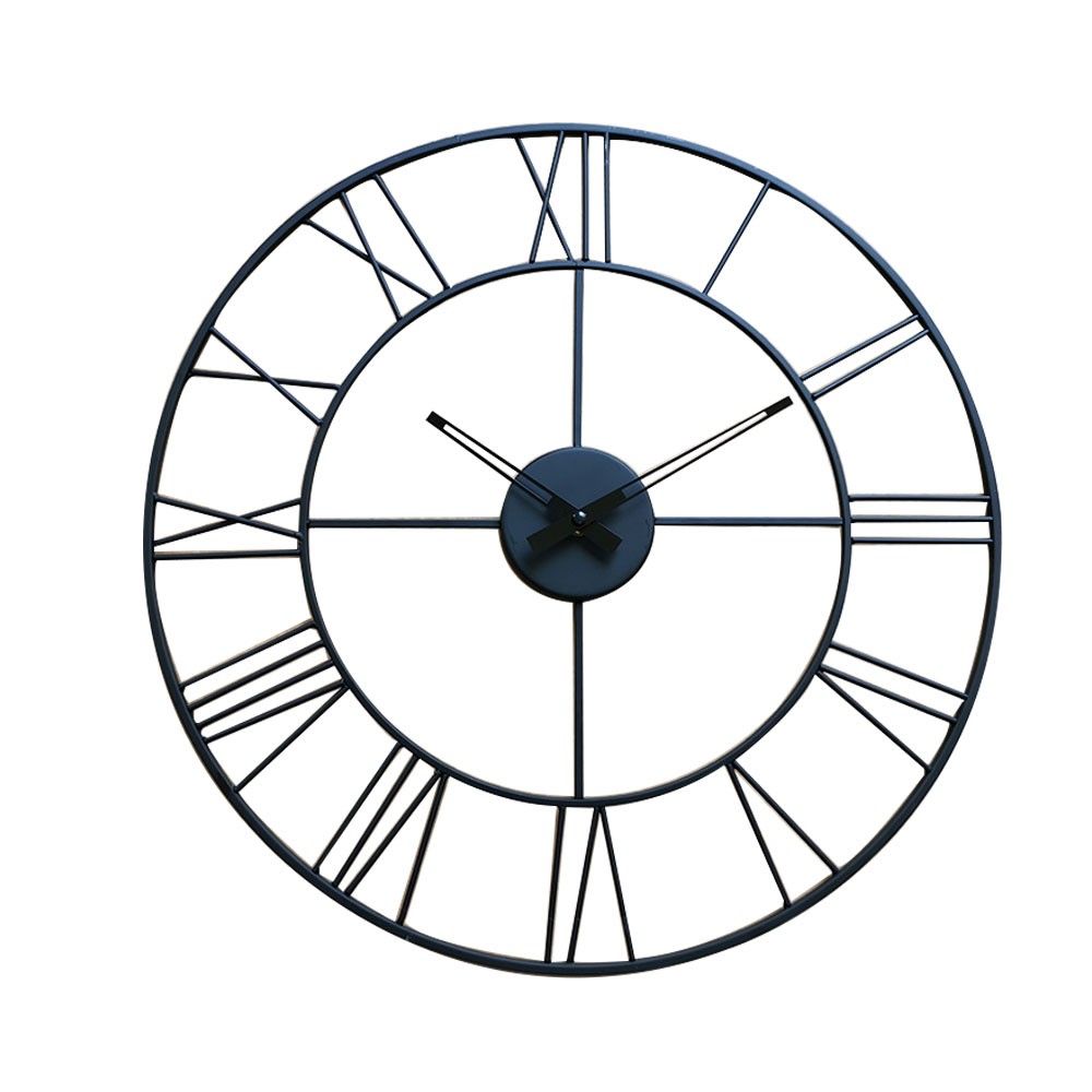 horloge ronde métal ajourée chiffres romains noire (GiFi-534450X)