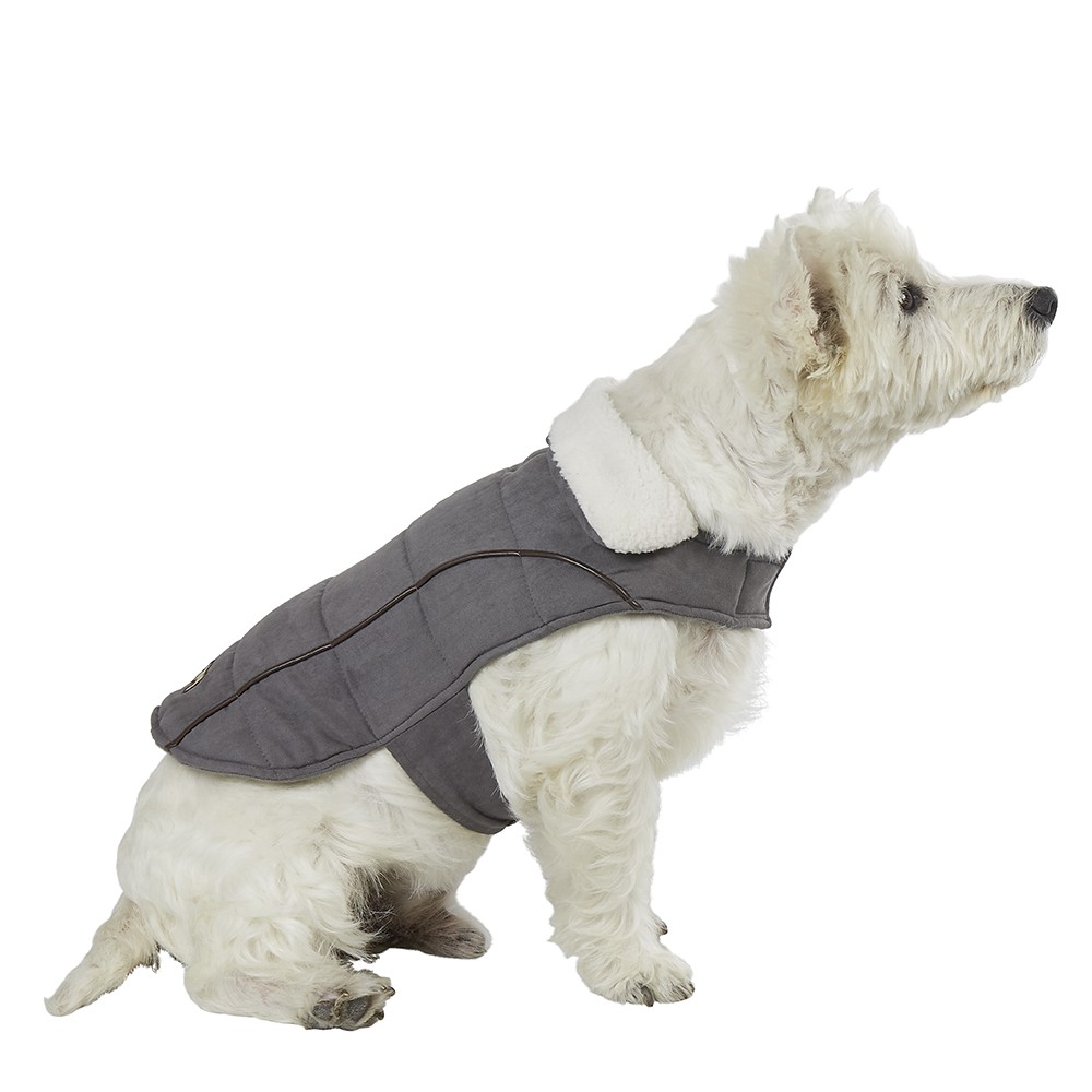 veste pour chien imitation suédine gris col fourré taille l (GiFi-536658X)
