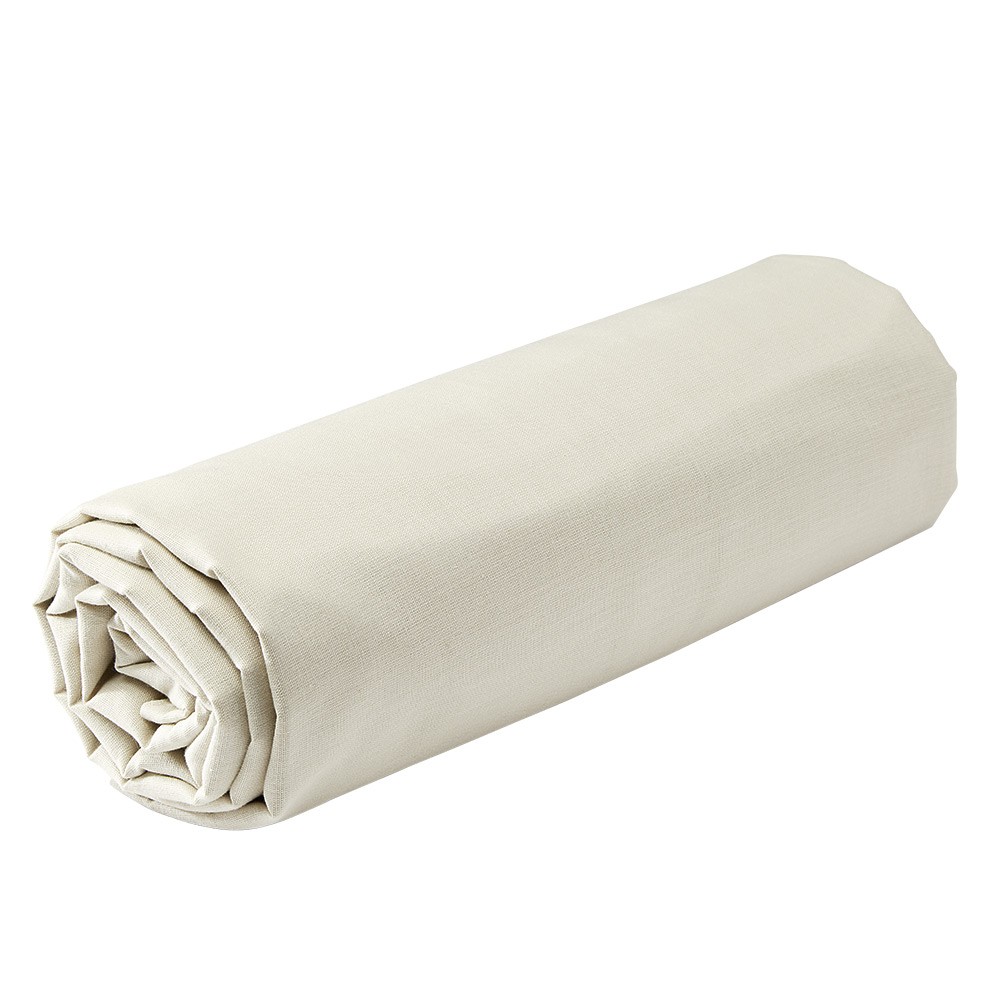 drap housse couleur blanc lin 2 personnes (GiFi-537191X)