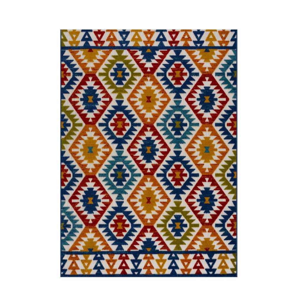 tapis extérieur - 160x230cm - multicolor - 100% polypropylène résistant aux uv - motifs en relief - venise (GiFi-IMS-TPC-176-M3)