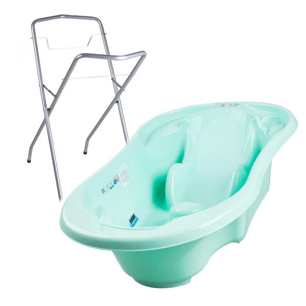 baignoire bébé avec réducteur intégré vert + pied (GiFi-MON-435_899)