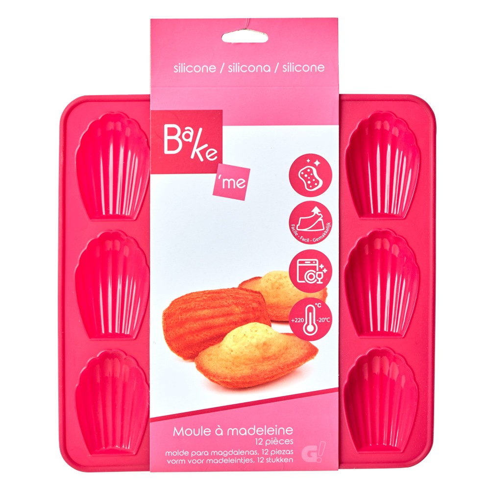 moule 12 madeleines silicone rose (GiFi-541642X)
