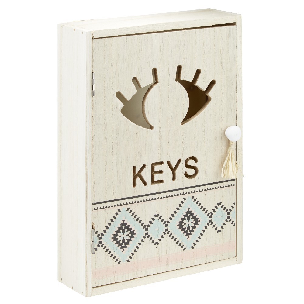 boîte à clefs naturel motif œil inscription keys (GiFi-542281X)