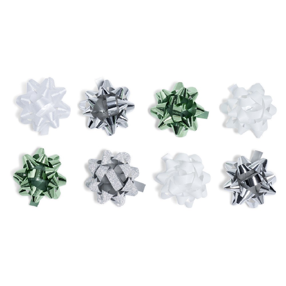 nœud cadeau blanc vert gris x8 (GiFi-543088X)