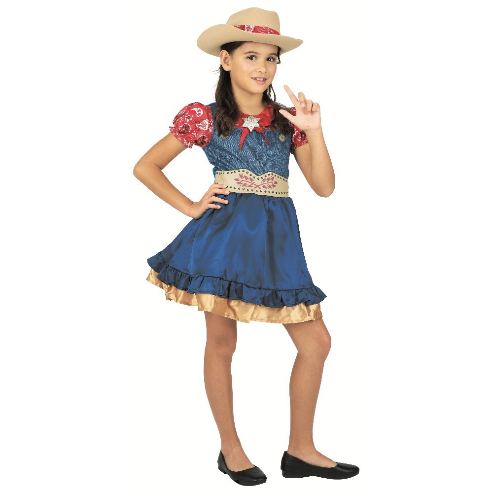 déguisement fille cowgirl robe et chapeau 7/10 ans (GiFi-543133X)