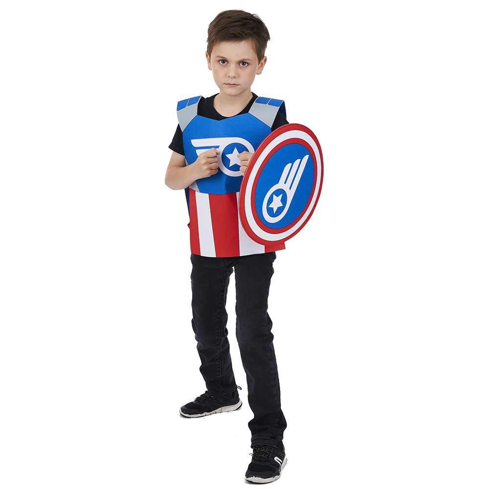 déguisement enfant super héro armure et bouclier bleu rouge (GiFi-543139X)