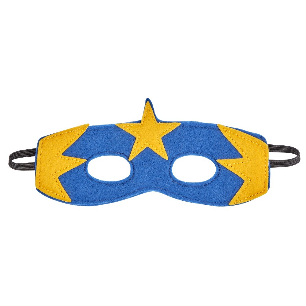 masque super héro bleu motifs étoiles jaunes (GiFi-543210X)