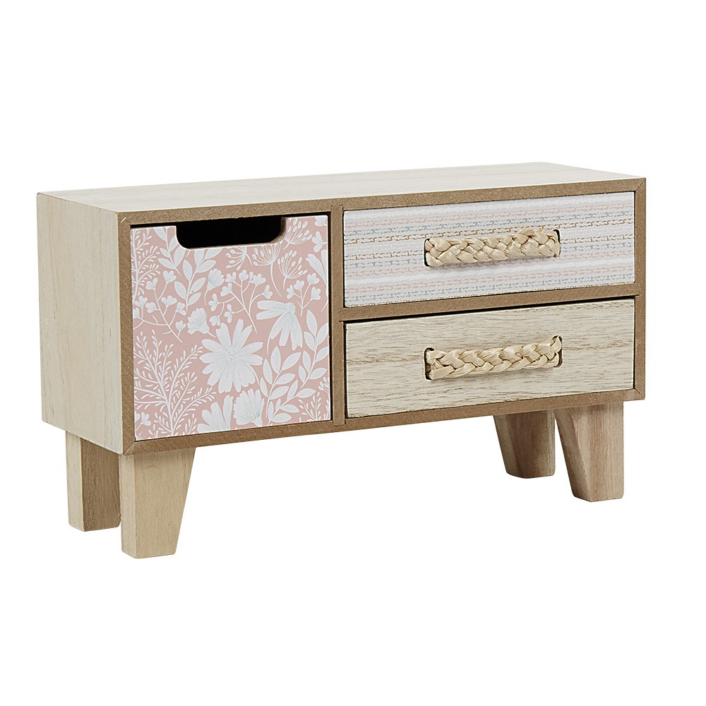 mini boîte de rangement naturel motif florale rose et blanc (GiFi-543301X)
