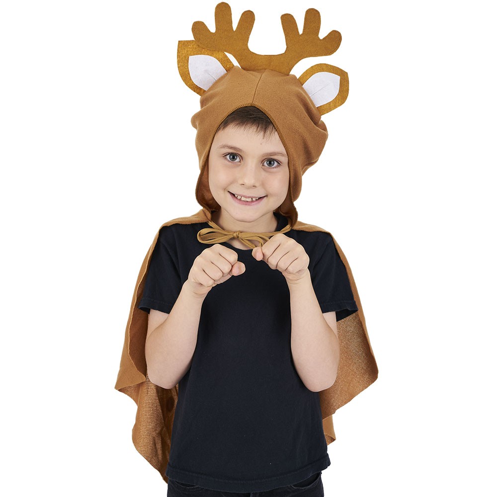déguisement enfant cerf cape avec capuche oreille et bois (GiFi-543312X)