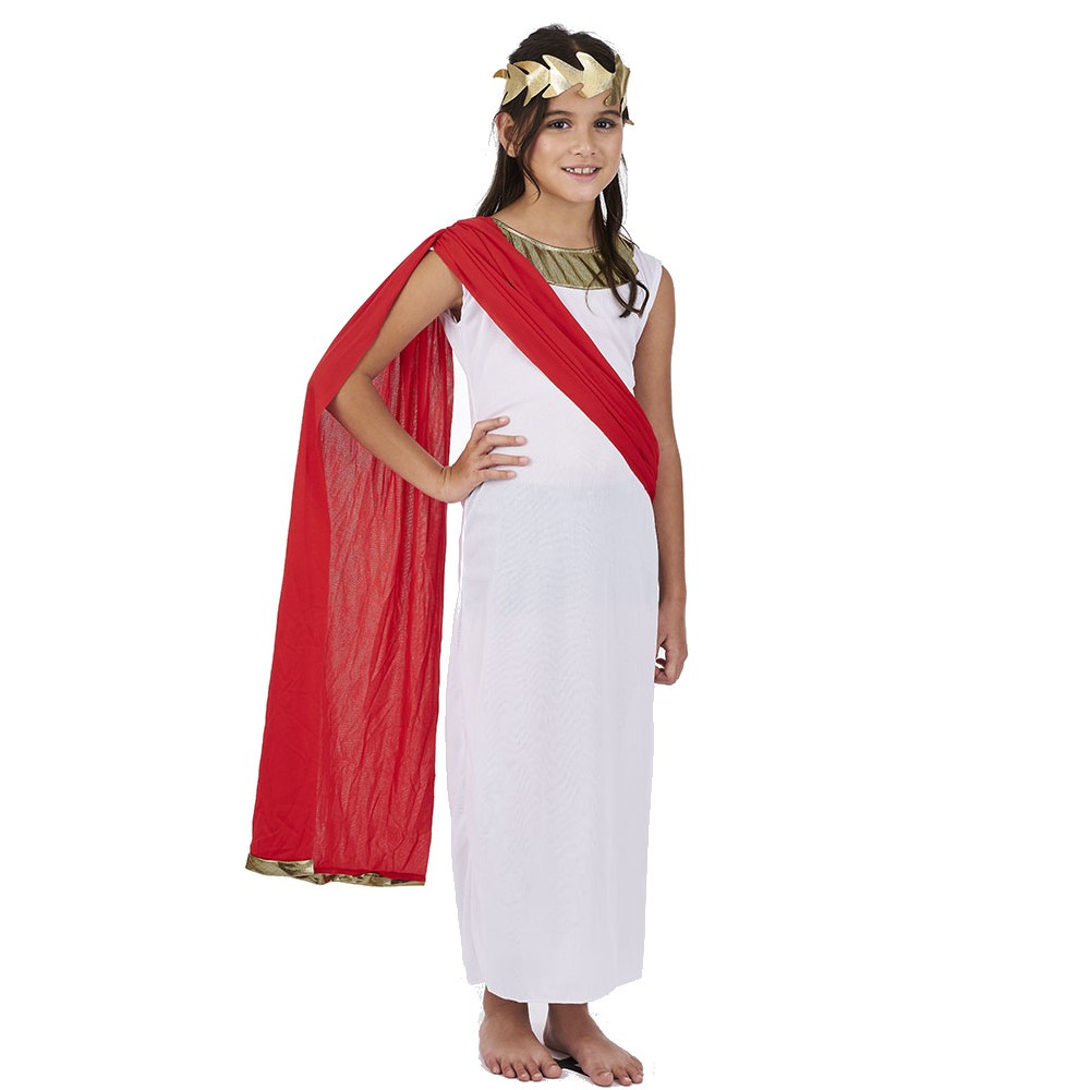 déguisement fille déesse robe et bandeau blanc or 4/6 ans (GiFi-543330X)