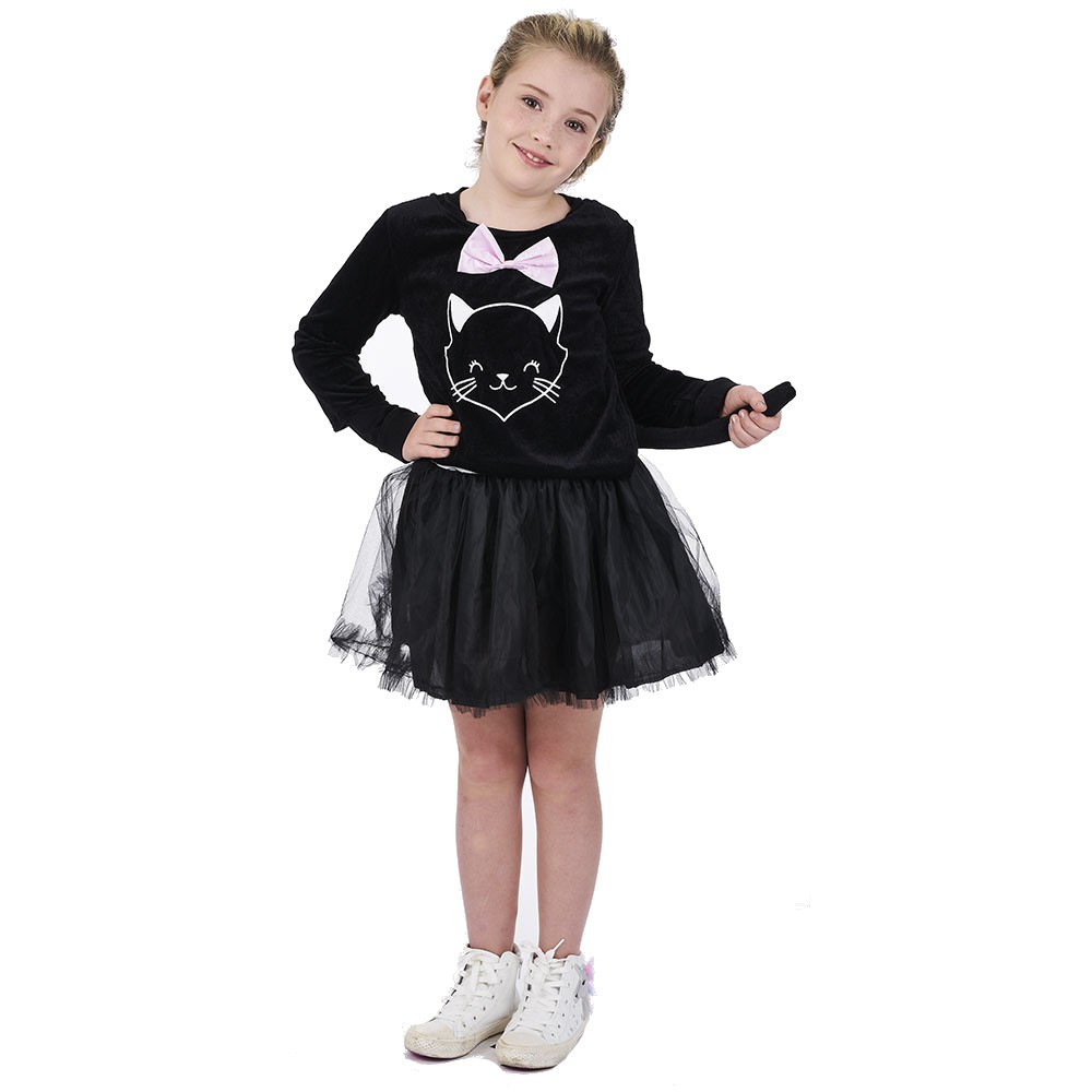 déguisement fille chat robe noir et blanche 4/6 ans (GiFi-543383X)