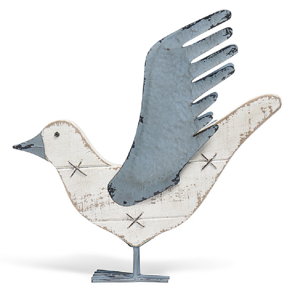 oiseau décoration en bois et métal (GiFi-544173X)