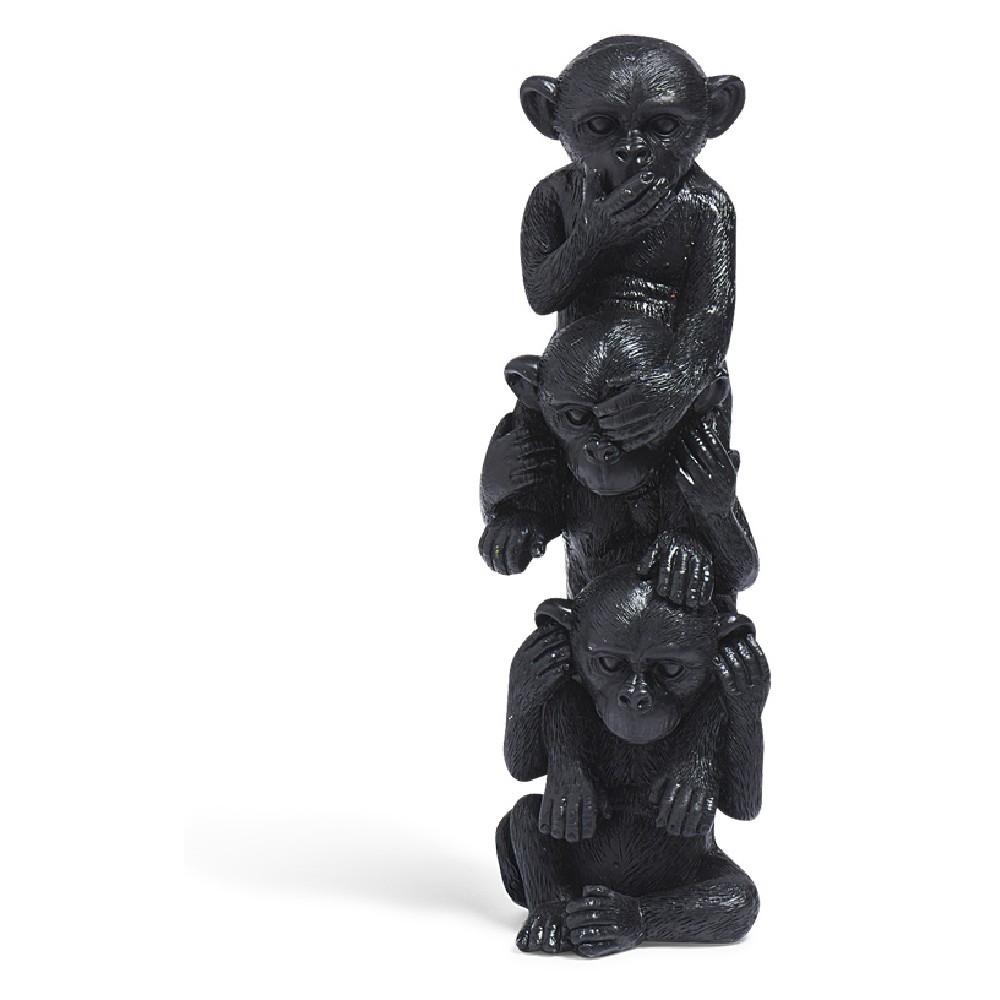 3 singes de la sagesse noir en résine (GiFi-544196X)