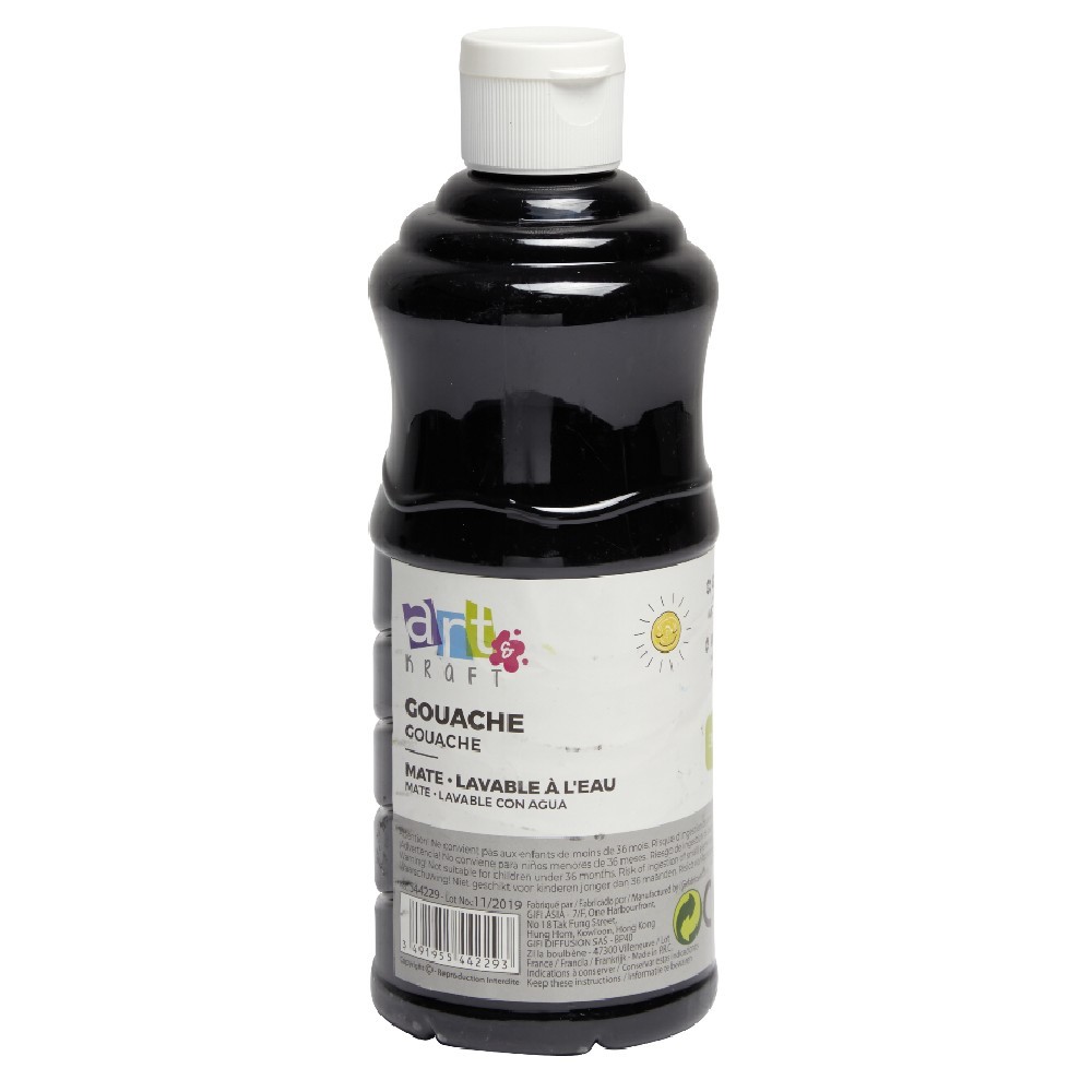 tube de peinture gouache noir 500 ml (GiFi-544229X)