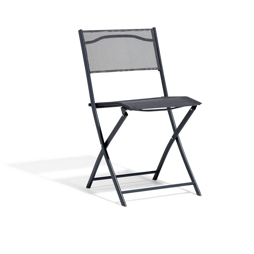 chaise de jardin pliante london métal textilène gris 45x51xh.81 cm (GiFi-544913X)