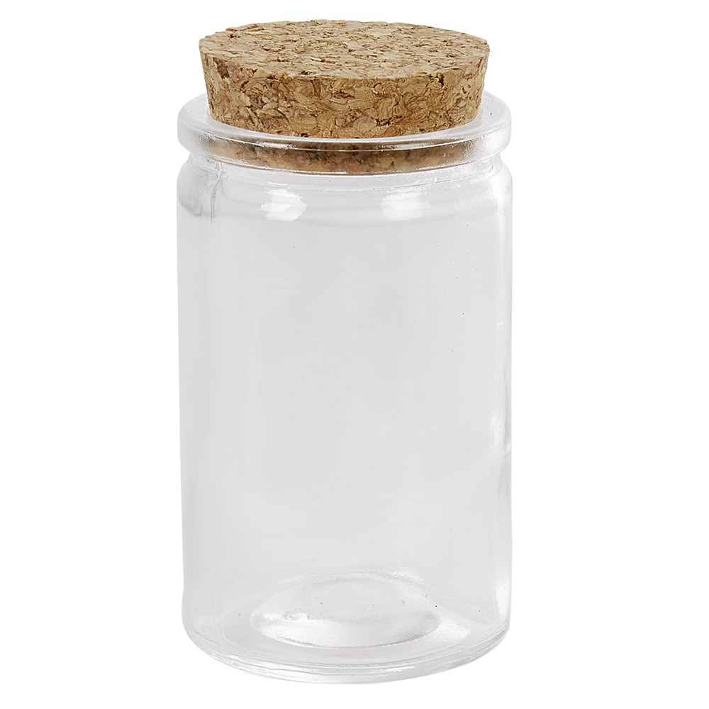 contenant cylindrique en verre avec bouchon en liège x6 (GiFi-545383X)