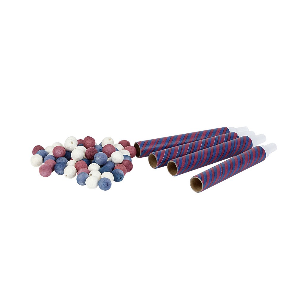 sarbacane rayée bleu et rose x4 et ses 60 boules assorties (GiFi-545476X)