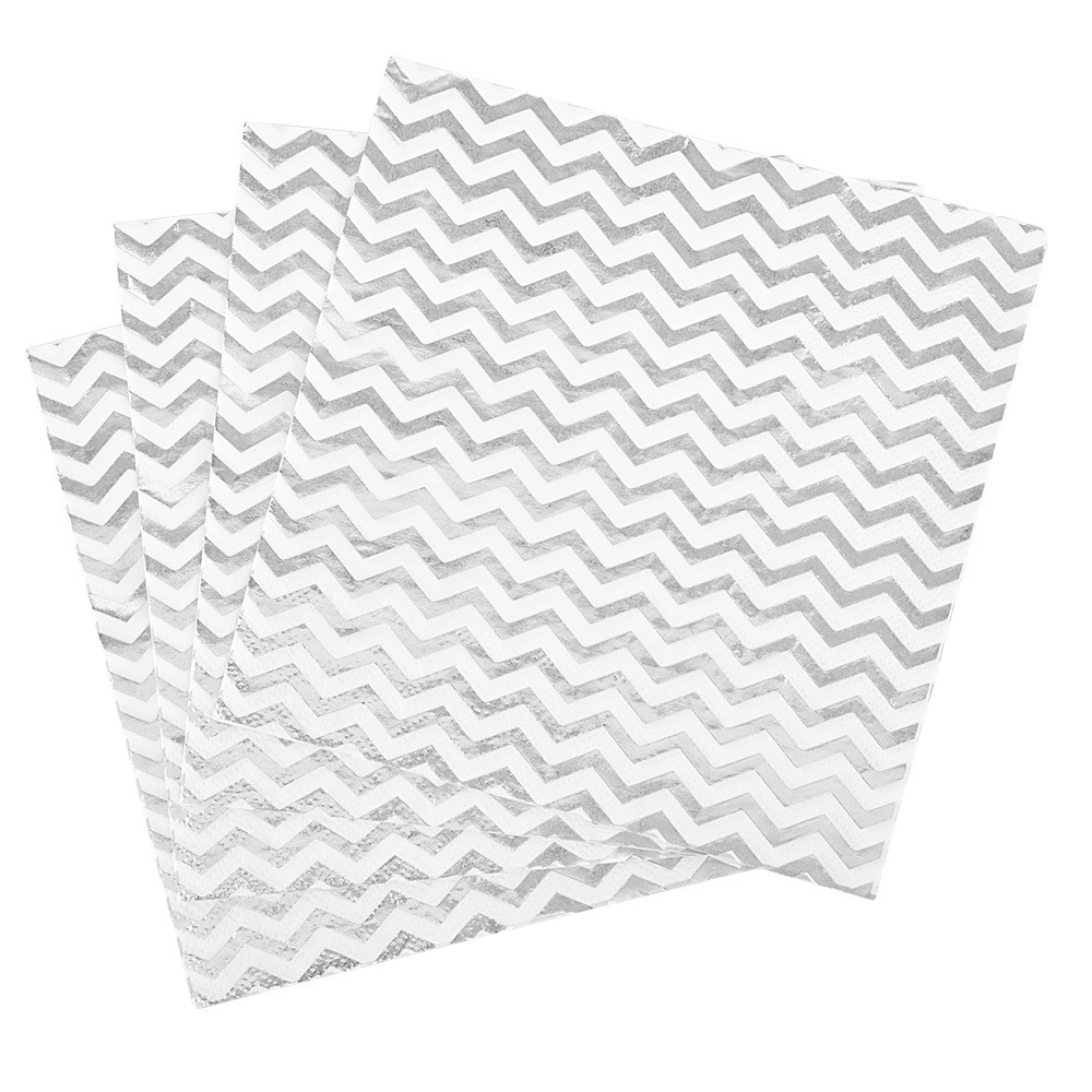 serviette en papier motif zig zag noir et blanc x 16 (GiFi-545482X)