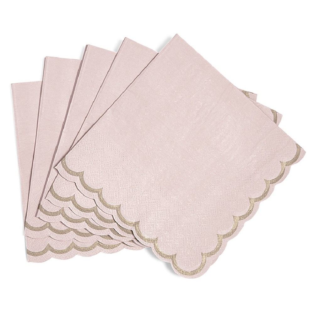 serviette en papier rose et bord doré  x 16 (GiFi-545500X)