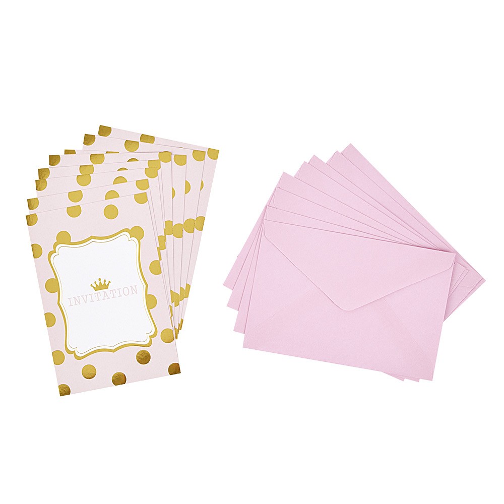 carte d'invitation rose et doré à poids avec enveloppe x 8 (GiFi-545540X)