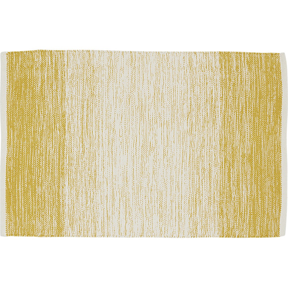 tapis rectangulaire dégradé rayure blanche et jaune moutarde (GiFi-545915X)