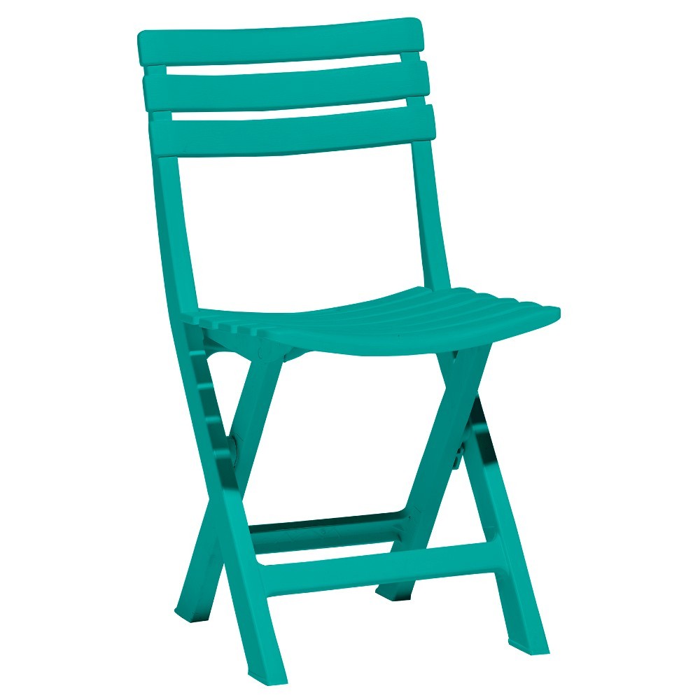 Chaise pliante plastique effet bois bleu émeraude  Chaise et banc de