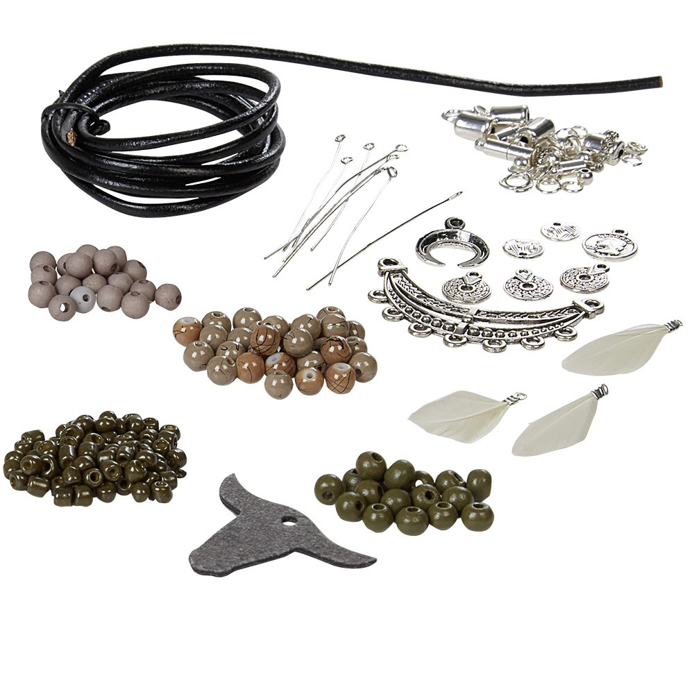 kit de création collier et bracelet vert bohémien (GiFi-548123X)