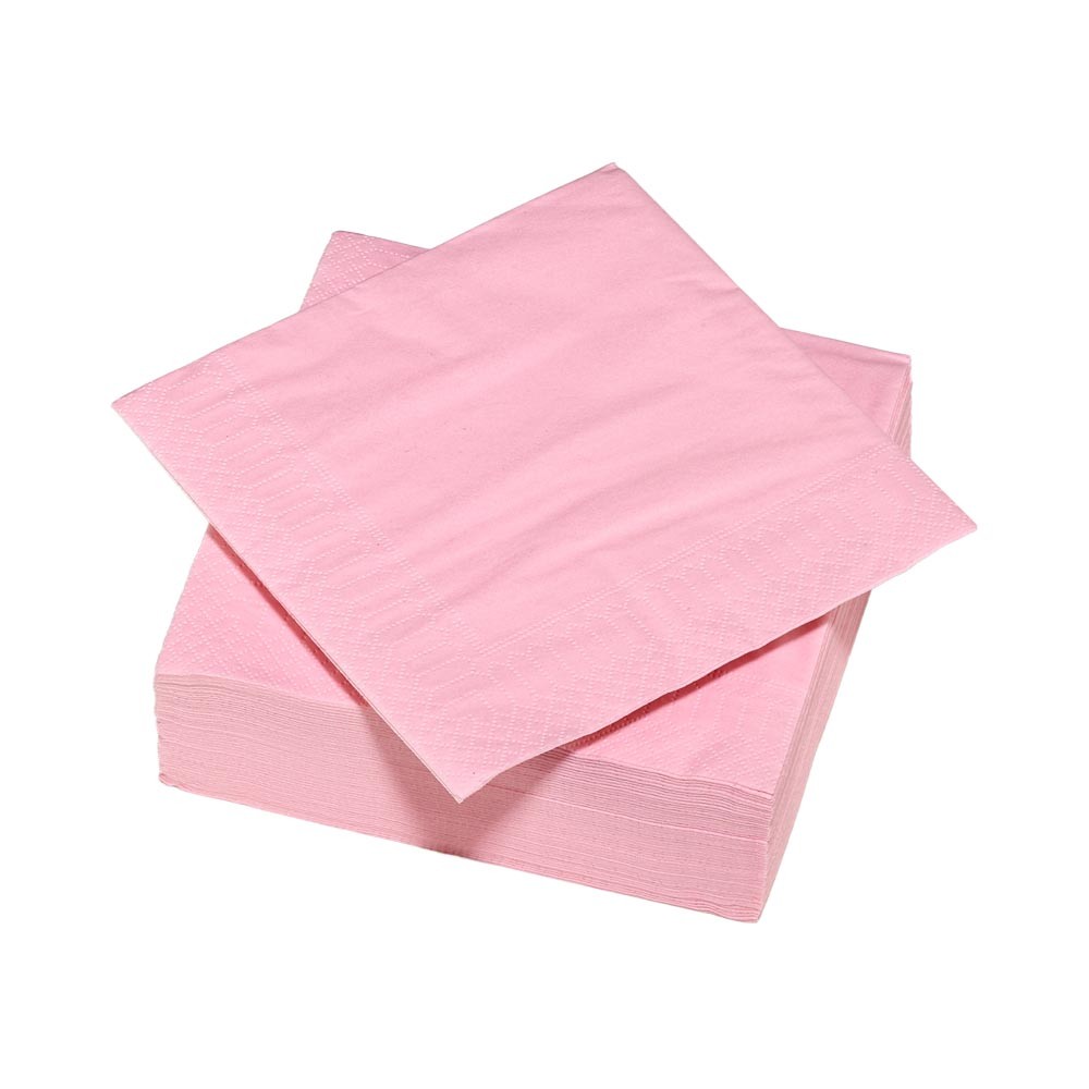 serviette carré unie rose 2 plis en papier x50 (GiFi-548136X)