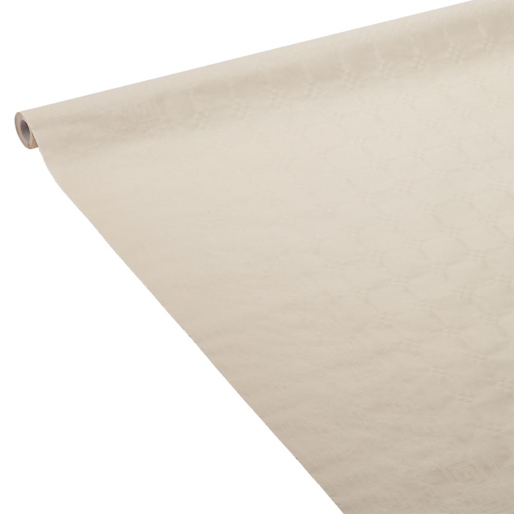 nappe damassée blanc lin en papier 6 m (GiFi-548264X)