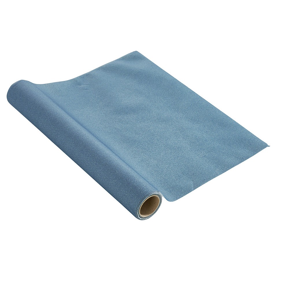 chemin de table bleu canard effet tissu papier voie sèche 4,8 m (GiFi-548336X)