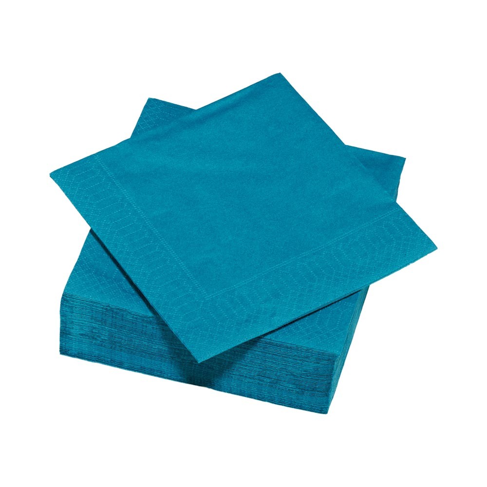 serviette carré unie bleu canard 2 plis en papier x50 (GiFi-548338X)