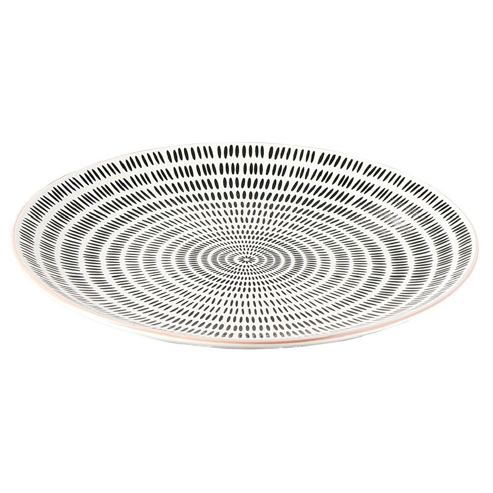 assiette plate ronde motif géométrique noir et blanc (GiFi-548546X)