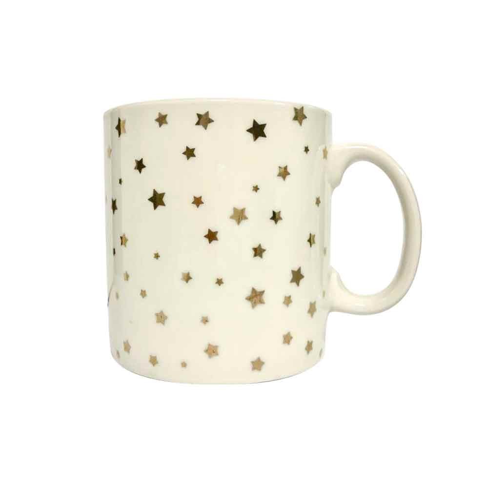 mug blanc motifs étoiles dorées (GiFi-548905X)