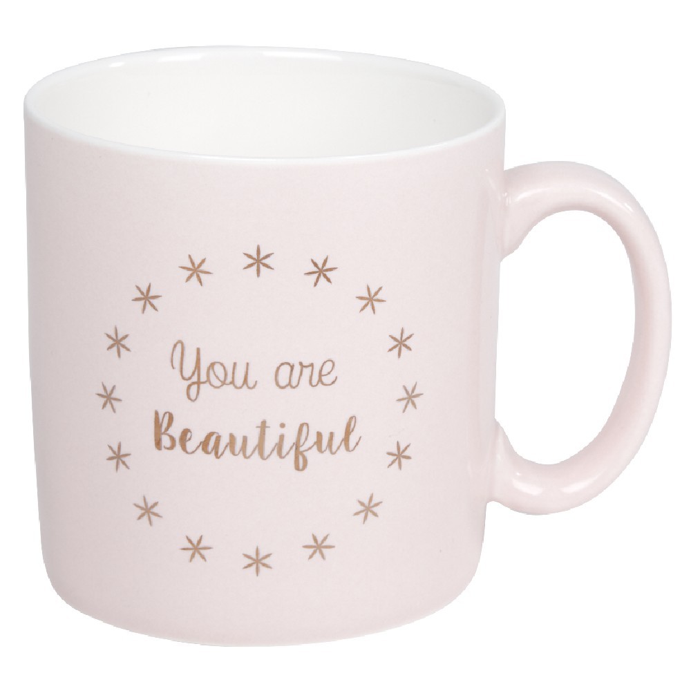 mug rose à message beautiful motif étoiles dorées (GiFi-548909X)