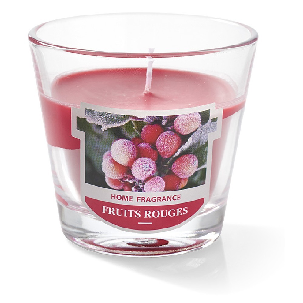 bougie parfumée dans verre senteur fruits rouges 25h (GiFi-549470X)