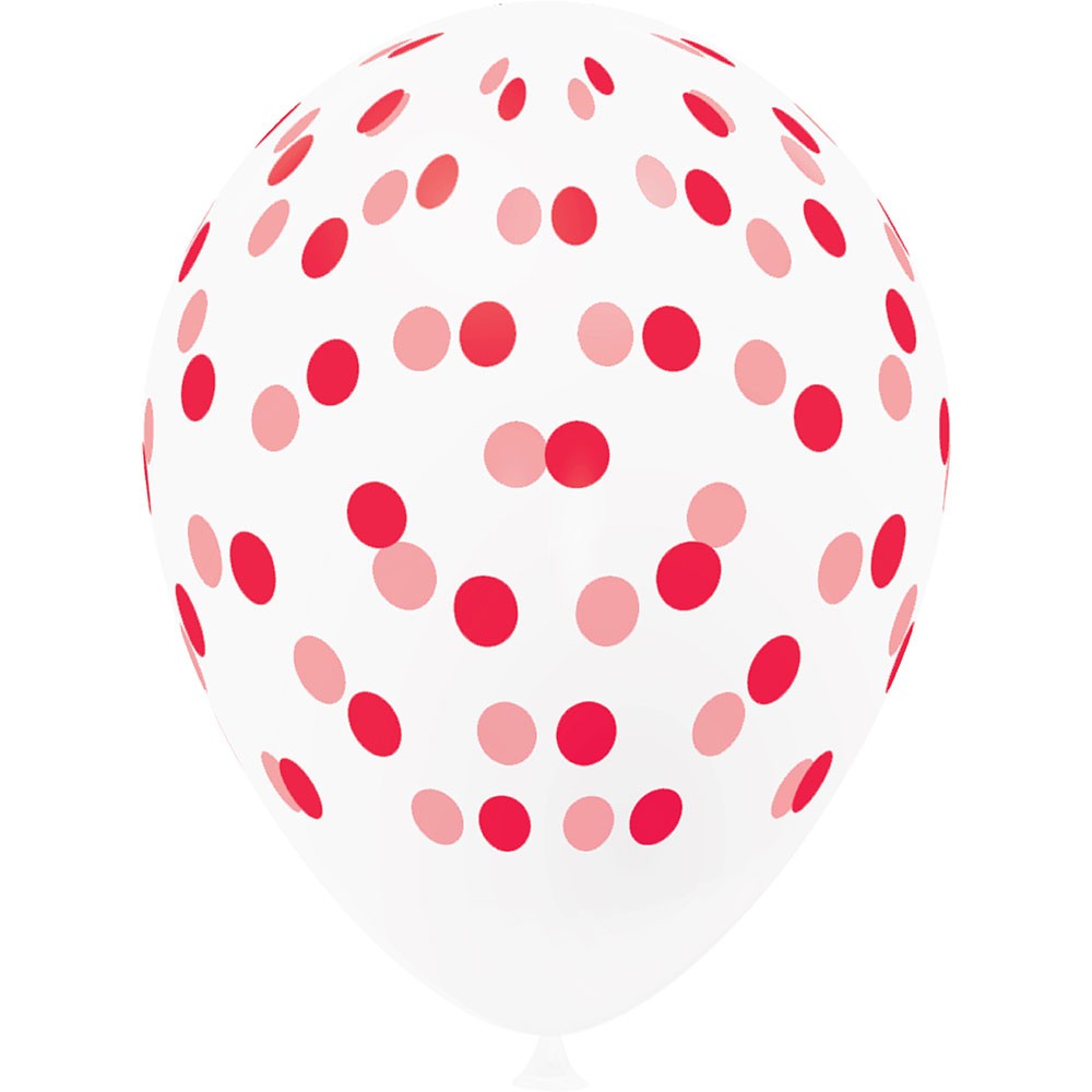 ballon de baudruche blanc motif pois rose et rouge x8 (GiFi-549772X)