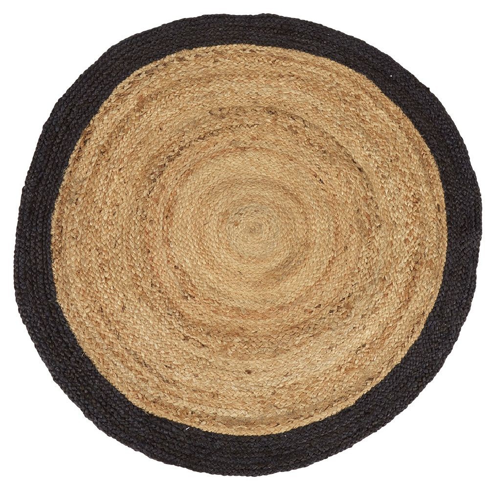 tapis rond jute naturel contour noir (GiFi-551145X)
