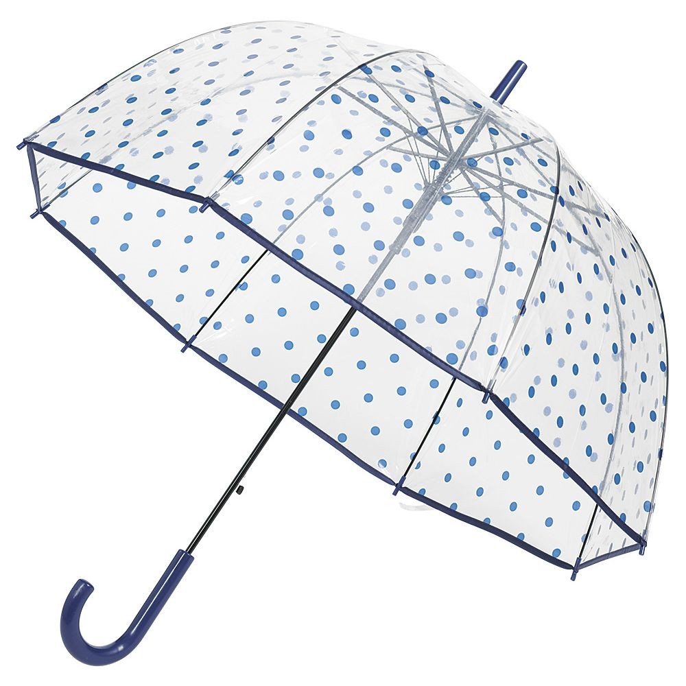 parapluie canne transparent à pois bleus (GiFi-551751X)