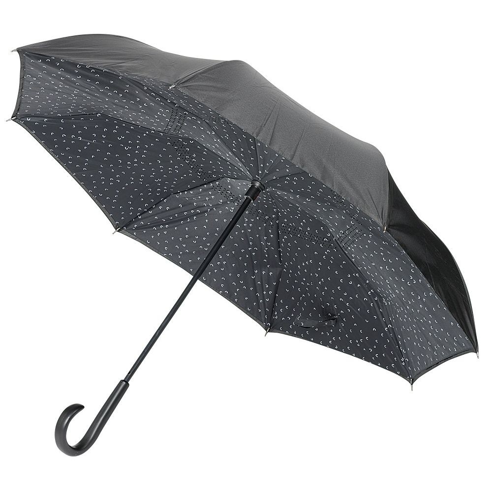 parapluie inversé noir à motifs blancs (GiFi-551755X)