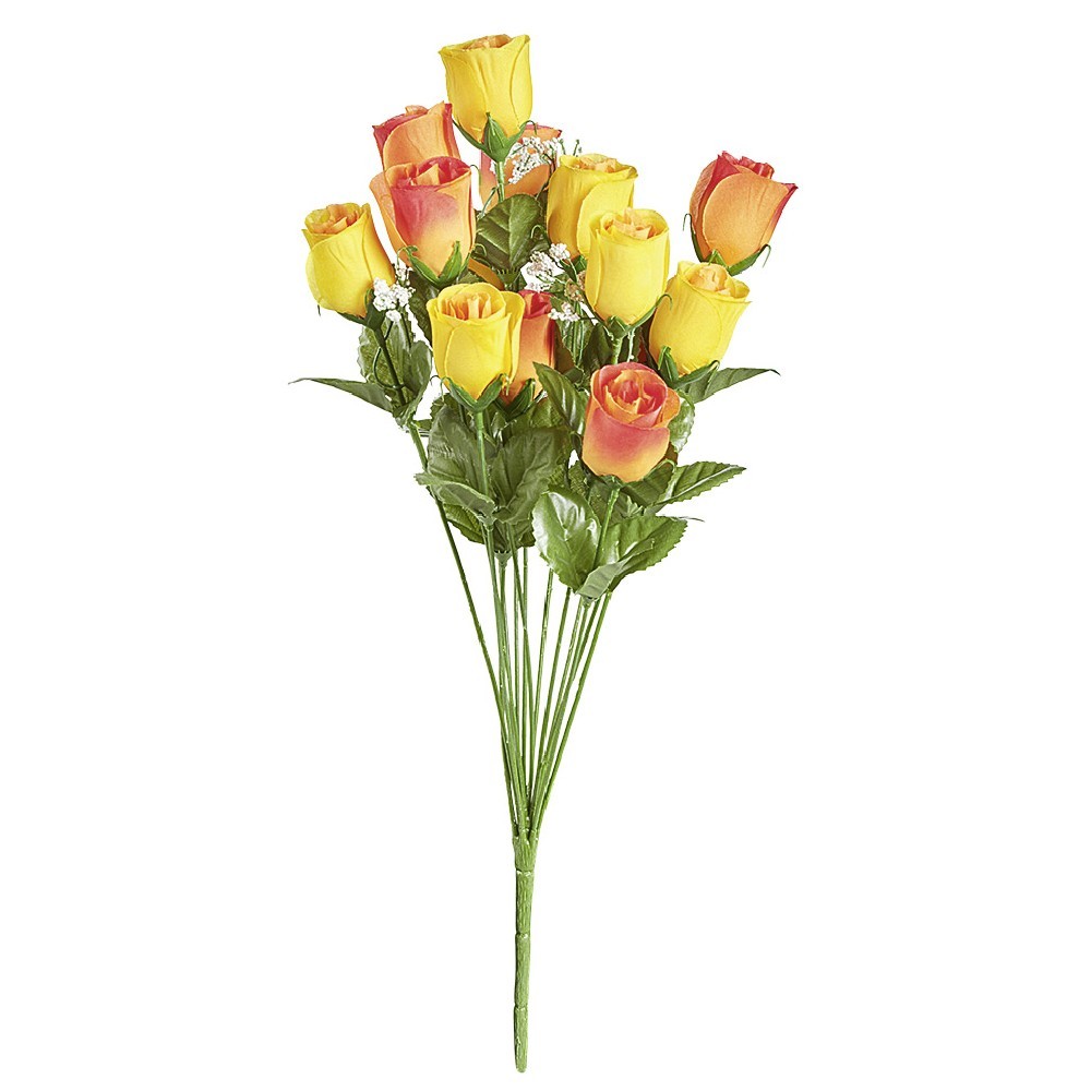 bouquet de roses et gypsophil jaune en polyéthylène (GiFi-553021X)