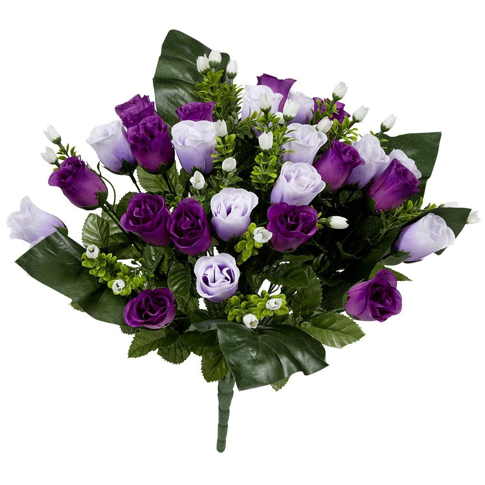 piquet rose+gypsophile h42 cm violet - fleur artificielle 42 têtes (GiFi-553077X)
