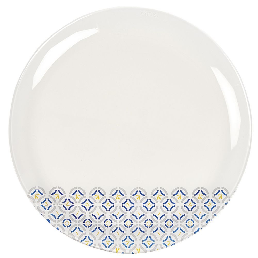 assiette plate ronde en verre eleni motif géométrique (GiFi-553220X)