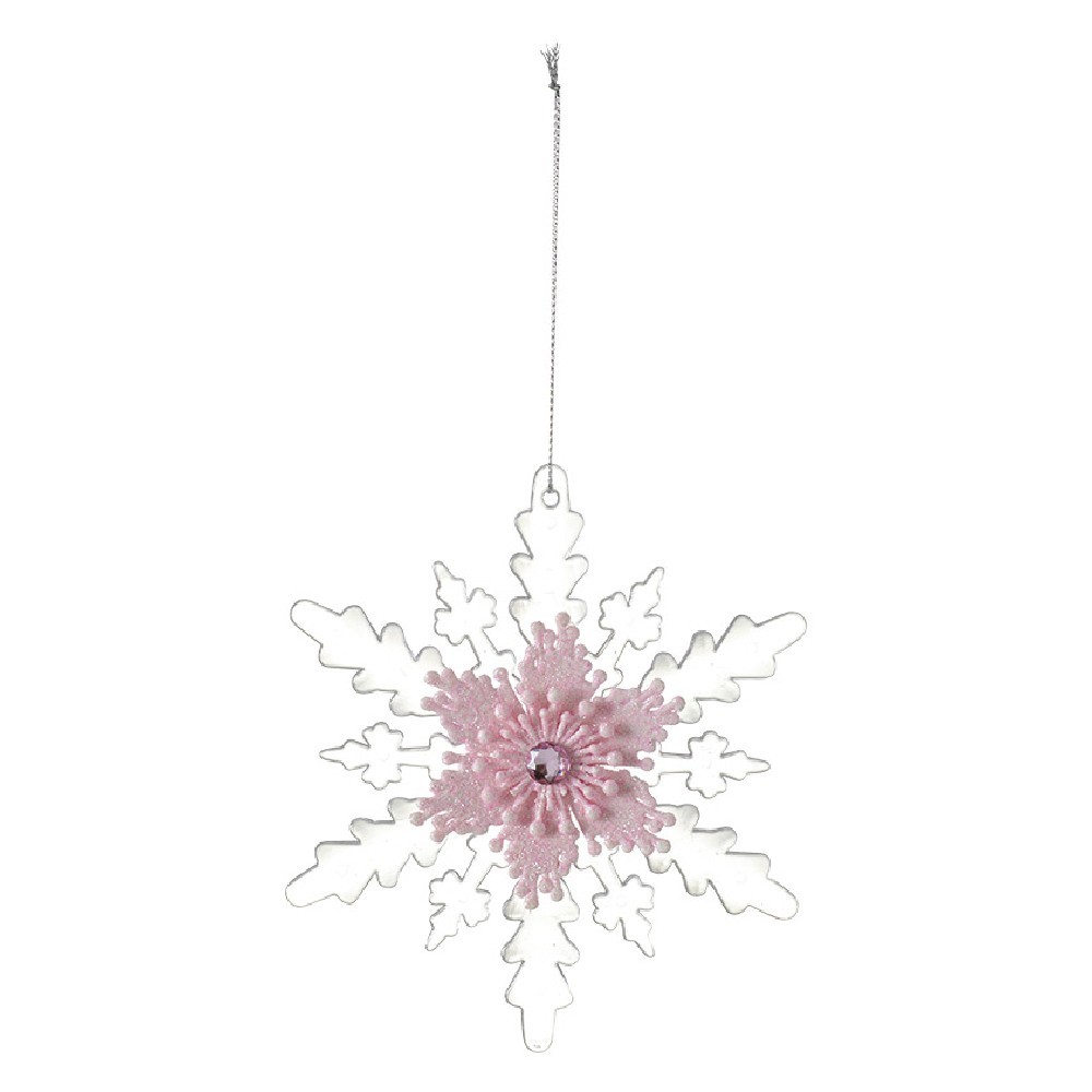 suspension de noël flocon rose transparent (GiFi-553632X)